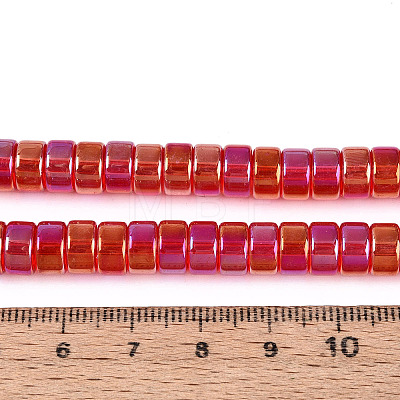 AB Color Plated Transparent Glass Beads Strands GLAA-T026-4x8mm-T10-1