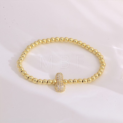 Brass Micro Pave Clear Cubic Zirconia Beaded Stretch Bracelets for Women FS-WGB95F4-18-1