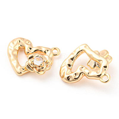 Brass Micro Pave Cubic Zirconia Charms KK-E090-34G-1