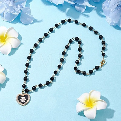 Heart Alloy Enamel Pendant Necklaces NJEW-JN05053-1