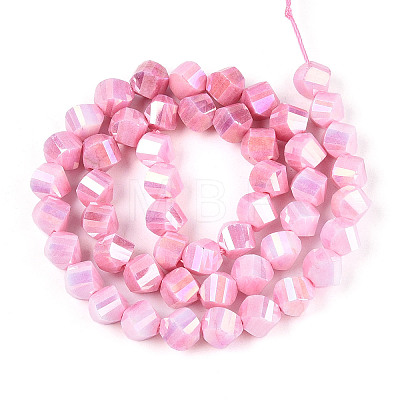 Anti-Tarnish Electroplate Glass Beads Strands GLAA-T025-8mm-14I-1