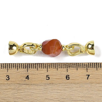 Natural Banded Agate with Brass Fold Over Clasps G-G141-02G-03-1