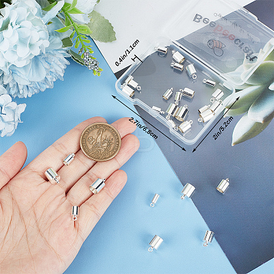 32Pcs 4 Style Brass Cord Ends KK-BBC0010-91S-1