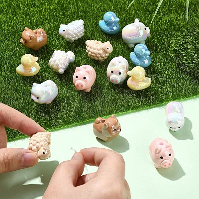 16Pcs 8 Styles Animal Theme UV Plating Acrylic Beads OACR-YW0004-42-1