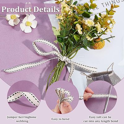 Dot Stripe Cotton Ribbons SRIB-WH0011-050-1