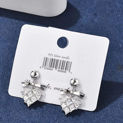 Brass Clear Cubic Zirconia Stud Earrings EJEW-D301-06P-04-1