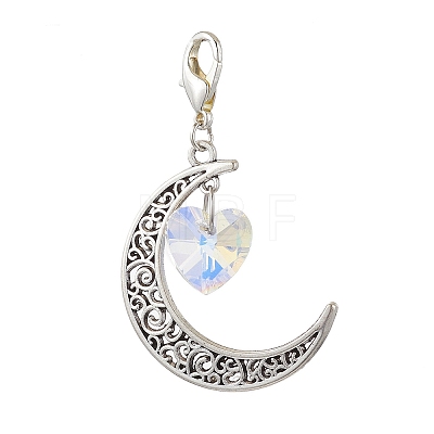 Alloy Moon & Glass Pendant Decorations HJEW-JM02689-01-1