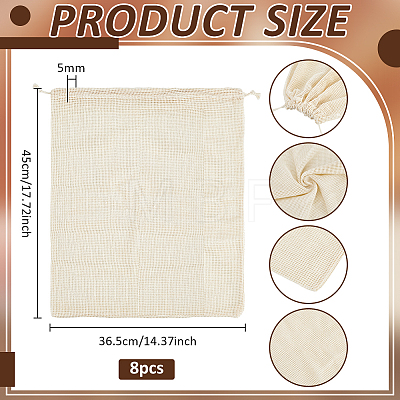 Cotton Mesh Drawstring Bags ABAG-WH0063-133A-1
