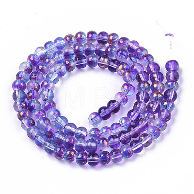 Transparent Spray Painted Glass Bead Strands GLAA-N035-03A-B03-1