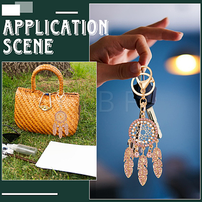 Alloy with Plastic Pearl and Glass Rhinestone Keychains KEYC-WH20010-03C-1