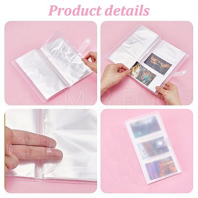 3 Inch 240-Pocket Plastic Photocard Storage Albums with Press Stud AJEW-WH0752-817A-1