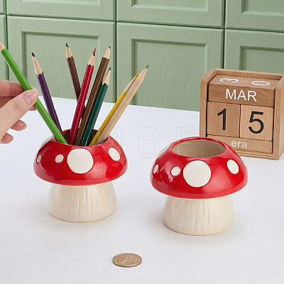 Porcelain Polka Dot Mushroom Vase Ornaments AJEW-WH0481-792-1