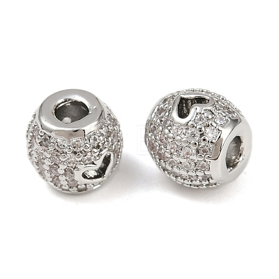 Brass Micro Pave Cubic Zirconia Beads KK-F906-23P-1