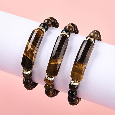 Natural Tiger Eye Beads Stretch Bracelets BJEW-T022-04F-1