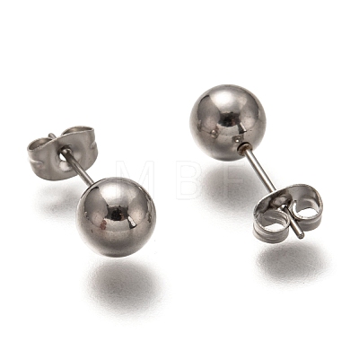 304 Stainless Steel Ball Stud Earrings STAS-H136-07E-P-1