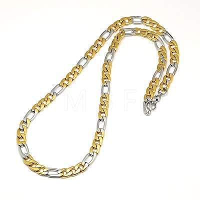 Fashionable 304 Stainless Steel Figaro Chain Necklaces for Men STAS-A028-N020-1