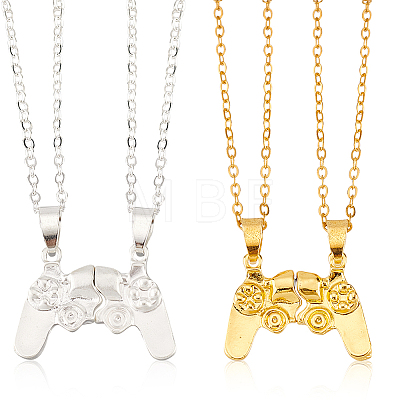 4Pcs 2 Colors Alloy Game Controller Magnetic Matching Pendant Necklaces Set NJEW-AN0001-29-1