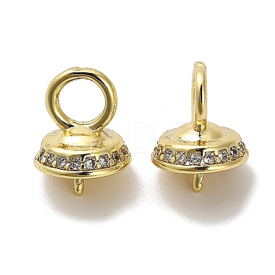 Brass Micro Pave Cubic Zirconia Cup Pearl Peg Bails Pin Pendants KK-S397-05D-1