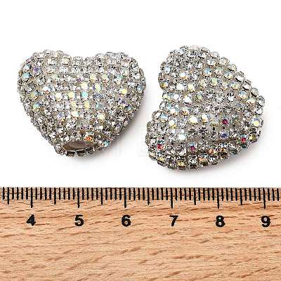 Sparkling Acrylic Heart Beads with Rhinestone Embellishment OACR-NH0001-02B-07-1