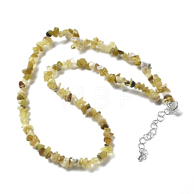 Natural Yellow Opal Chip Beaded Necklaces for Men Women NJEW-G159-01B-1