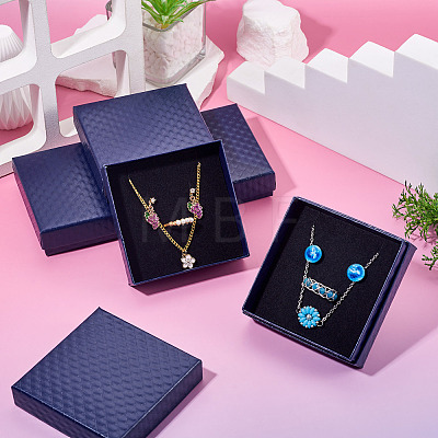 5Pcs Rhombus Textured Cardboard Jewelry Packing Boxes with Sponge Inside CBOX-TA0001-18C-1