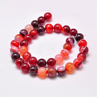 Natural Striped Agate/Banded Agate Bead Strands G-G962-10mm-06-1