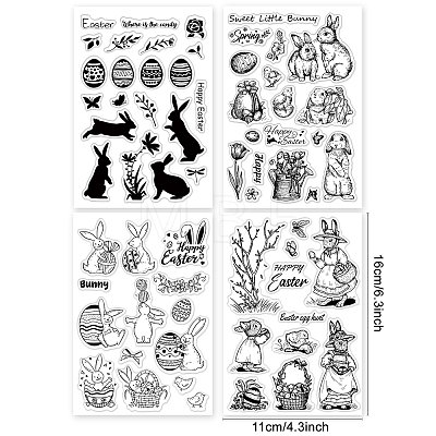   4 Sheets 4 Styles Easter Theme PVC Plastic Stamps DIY-PH0010-31-1