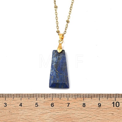 Natural Lapis Lazuli Faceted Trapezoid Pendant 304 Stainless Steel Satellite Chain Necklaces NJEW-JN06071-01-1