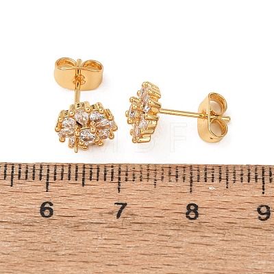 Brass Micro Pave Cubic Zirconia Stud Earrings for Women EJEW-F418-03G-1