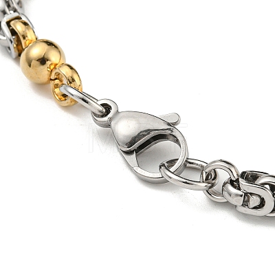 Two Tone 304 Stainless Steel Round Link & Byzantine Chain Bracelet BJEW-B078-28GP-1