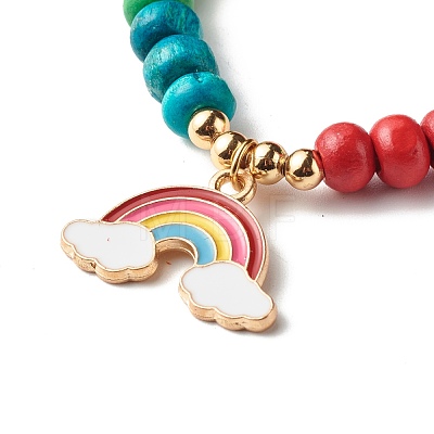 Cute Rainbow Alloy Enamel Charm Bracelet for Kid BJEW-JB06779-1