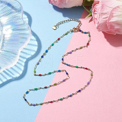 304 Stainless Steel Enamel Link Chains Necklaces NJEW-JN04788-1