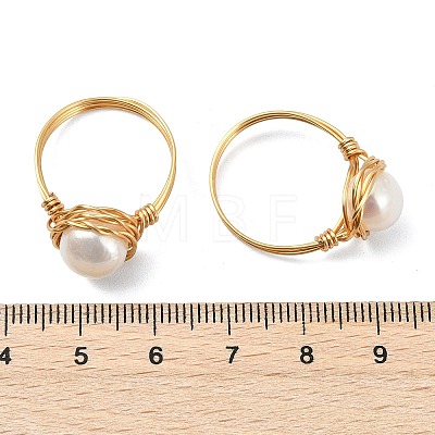 Natural Cultured Freshwater Pearl Finger Rings for Women RJEW-JR01029-1