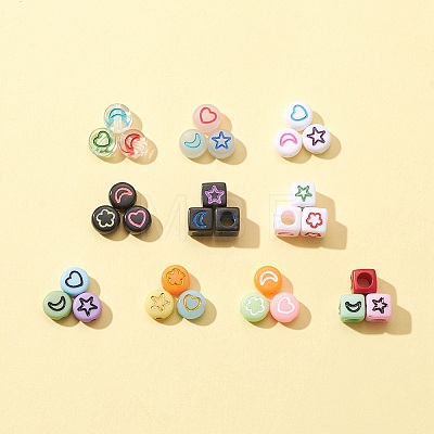 511Pcs 10 Style Transparent & Opaque Mixed Color Acrylic Beads MACR-FS0001-34-1