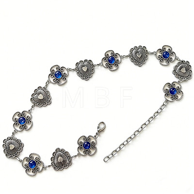 Boho Alloy Resin Blue Heart Flower Waist Chains WG5CDCC-01-1