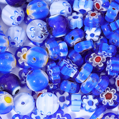 160Pcs 8 Styles Handmade Millefiori & Evil Eye Lampwork Beads LAMP-PA0001-73-1
