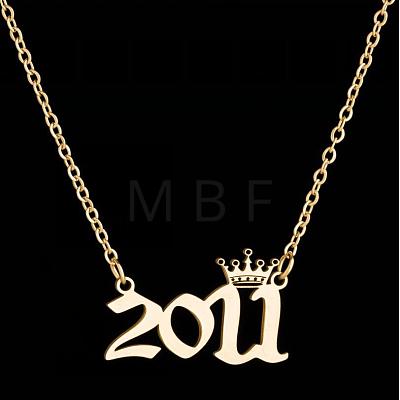 Crown Birth Year 201 Stainless Steel Pendant Necklaces for Women FS-WG4E8F2-32-1