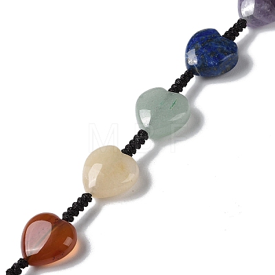 7 Chakra Heart Natural Gemstone Pendant Decoration HJEW-H060-03-1