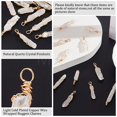 15Pcs Natural Quartz Crystal Pendants PALLOY-AB00134-1