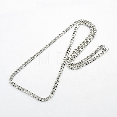 Men's 304 Stainless Steel Curb Chain Necklaces STAS-O037-57P-1