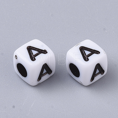 White Opaque Acrylic Beads X-MACR-R869-02A-1