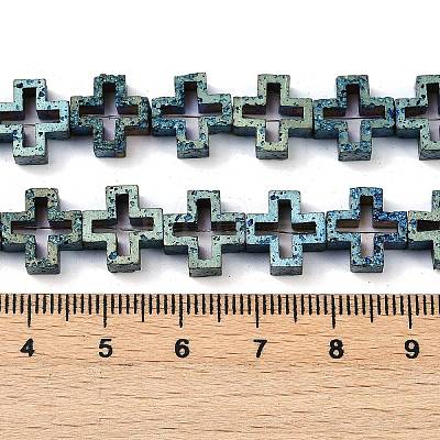 Electroplated Natural Lava Rock Beads Strands G-K388-02C-1