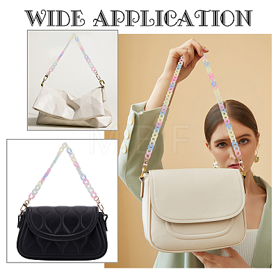 WADORN 2Pcs 2 Style Transparent Jelly Style Acrylic Curb Chain Bag Straps DIY-WR0002-48-1