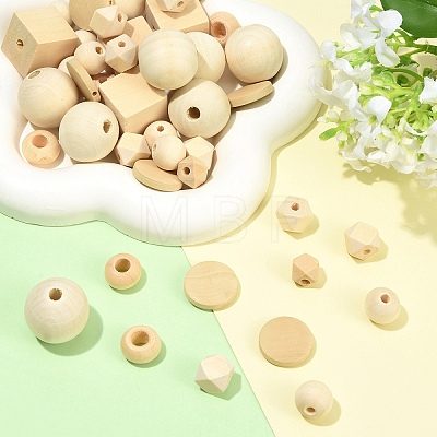 Natural Unfinished Wood Beads WOOD-YW0001-98-1