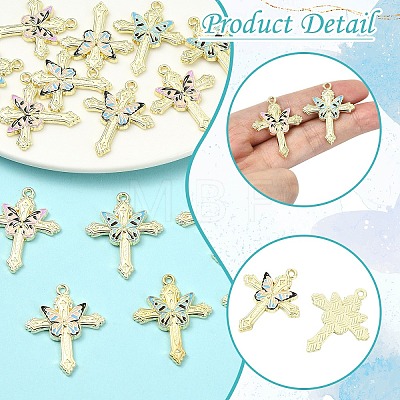 15Pcs 3 Colors Light Gold Plated Alloy Enamel Pendants ENAM-YW0008-60-1