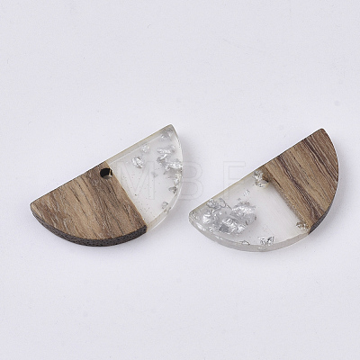 Transparent Resin & Walnut Wood Pendants RESI-S358-54-A02-1