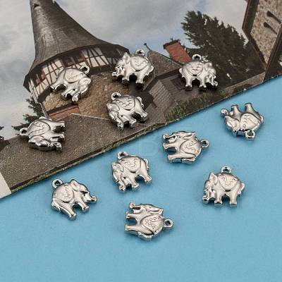 201 Stainless Steel Elephant Charms STAS-Q192-15-1