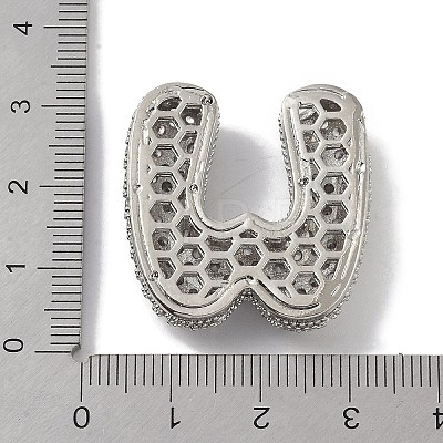 Rack Plating Brass Micro Pave Clear Cubic Zirconia Pendants ZIRC-U002-P-W-1