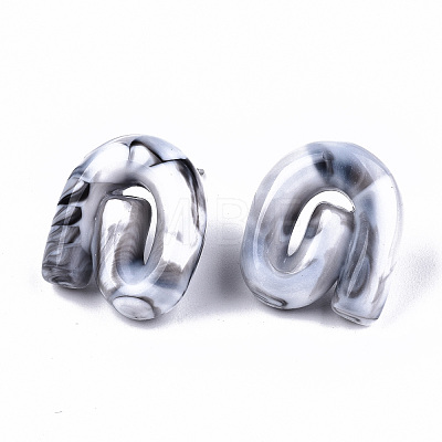 Opaque Resin Stud Earrings EJEW-T012-01-A03-1
