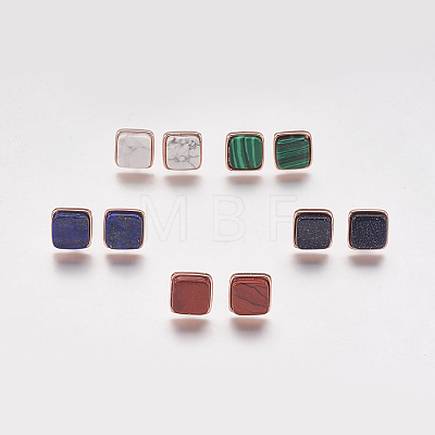 Natural & Synthetic Mixed Stone Stud Earrings EJEW-F139-A-1
